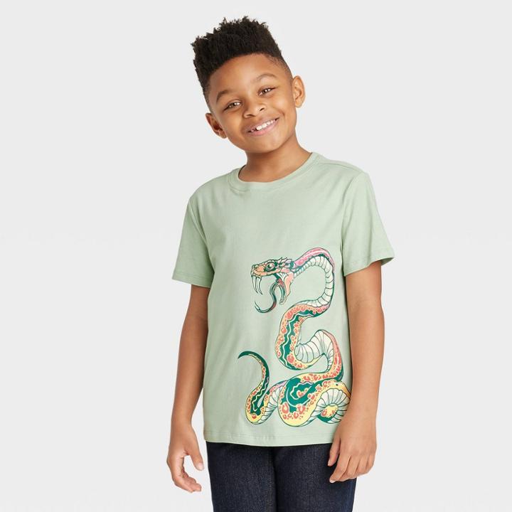 Boys' Snake Short Sleeve Graphic T-shirt - Cat & Jack Green