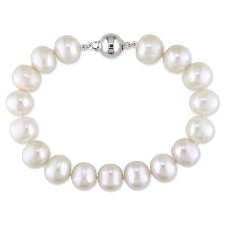 Target 10.5mm Freshwater Cultured Pearl Strung Bracelet With 9mm Silver Ball Clasp In Sterling
