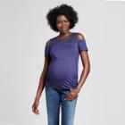 Maternity Lace Off The Shoulder Blouse Navy M - Ma Cherie Maternity, Blue