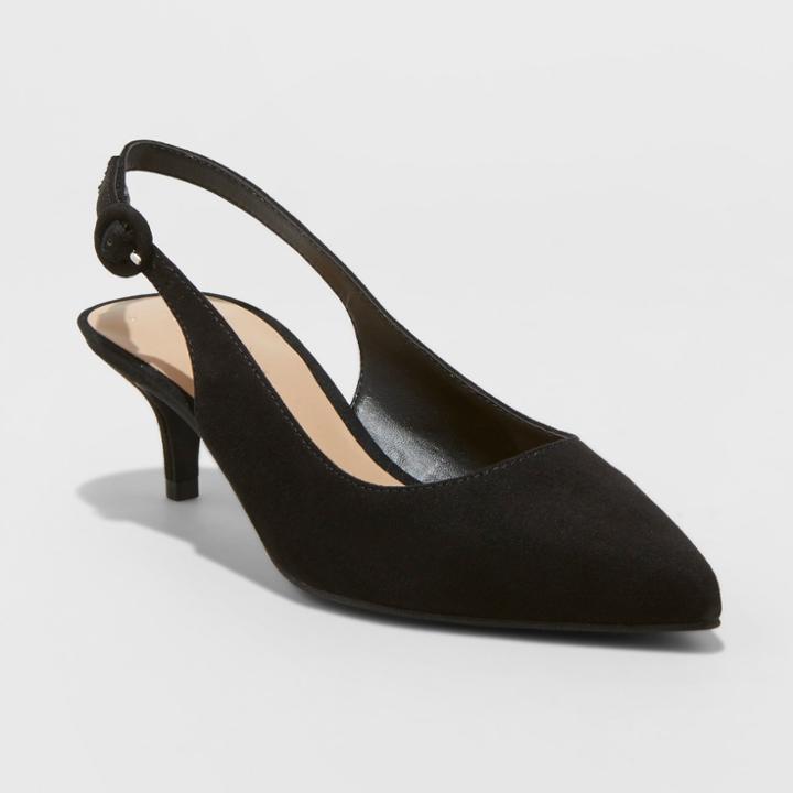 Women's Meghan Kitten Heel Pumps - A New Day Black