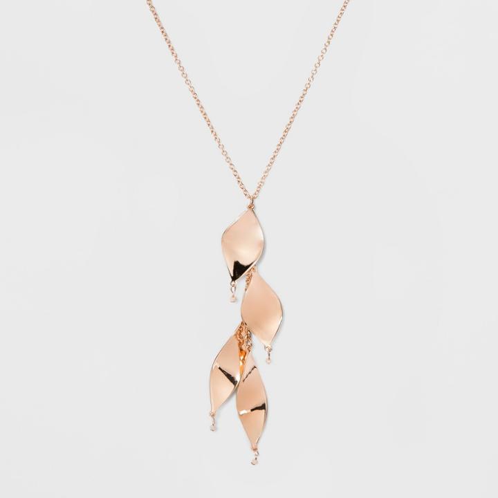 Four Wavy Discs Long Necklace - A New Day Rose Gold
