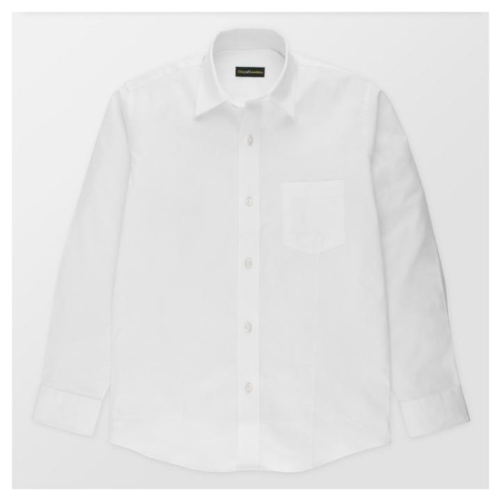 City Of London Boys' Long Sleeve Button-down Shirt - White