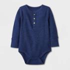 Baby Boys' Henley Thermal Long Sleeve Bodysuit - Cat & Jack Navy Blue Newborn