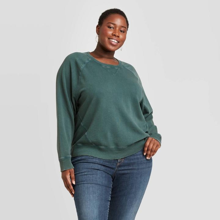 Women's Plus Size Crewneck Sweatshirt - Universal Thread Green