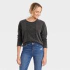 Women's Long Sleeve Crewneck Lace Top - Knox Rose Black