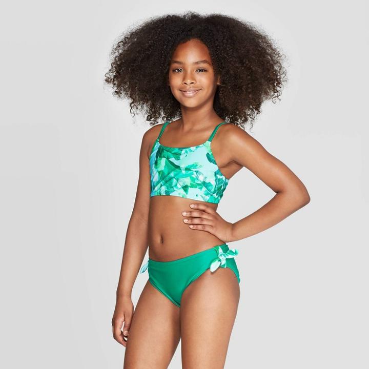 Girls' Talk To The Palm Rash Guard Set - Art Class Aqua