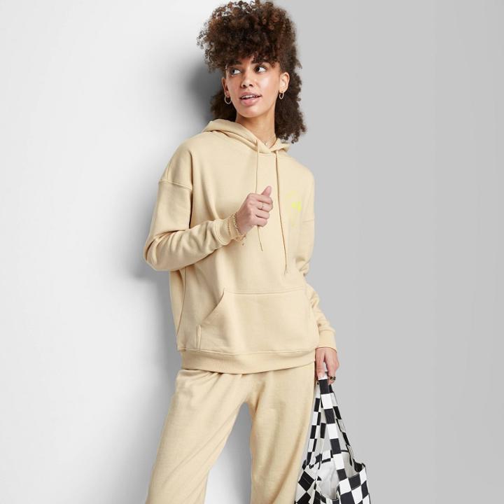 Women's Ascot + Hart Palm Tree Hooded Graphic Sweatshirt - Tan