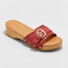 Women's Kora Faux Wood Bottom Sandals - Universal Thread Red