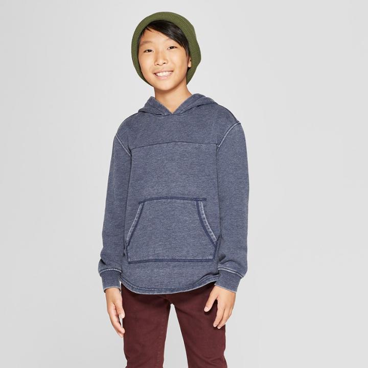 Boys' Hooded Sunburn Wash Sweatshirt - Cat & Jack Charcoal Heather