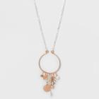 U Shaped Pendant And Hanging Charms Long Necklace - A New Day Silver/rose Gold