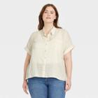 Women's Plus Size Short Sleeve Button-down Shirt - Universal Thread Cream Plaid 4x, Ivory Plaid
