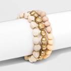 Worn Gold Stretch Bracelet Set 3pc - Universal Thread Cream