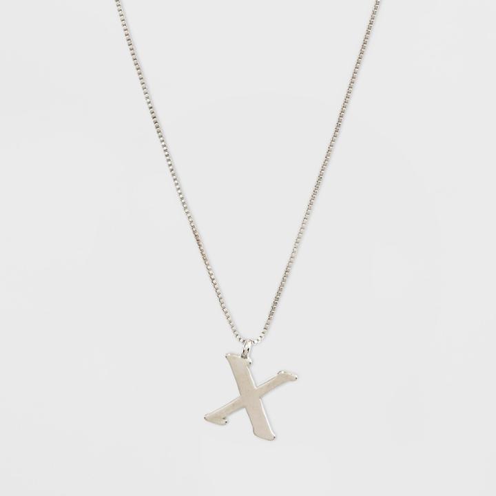 Silver Plated Initial X Pendant Necklace - A New Day Silver,