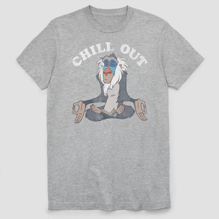 The Lion King Men's Disney Lion King Rafiki Chill Out Short Sleeve Graphic T-shirt - Gray