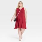 Women's Plus Size Sleeveless Swing Dress - Ava & Viv Red X