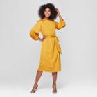 Women's 3/4 Sleeve Tie Waist Column Maxi Dress - Who What Wear Yellow