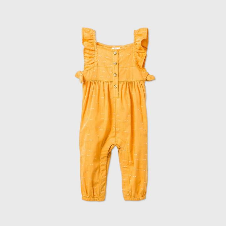 Baby Girls' Woven Romper - Cat & Jack Gold Newborn