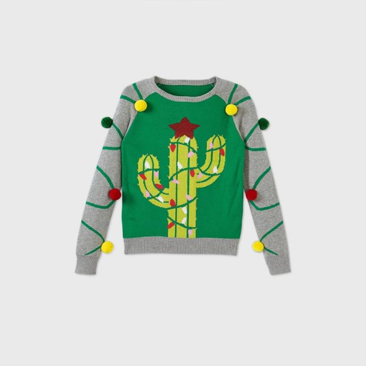 Well Worn Girls' Cactus Pullover Sweater - Green