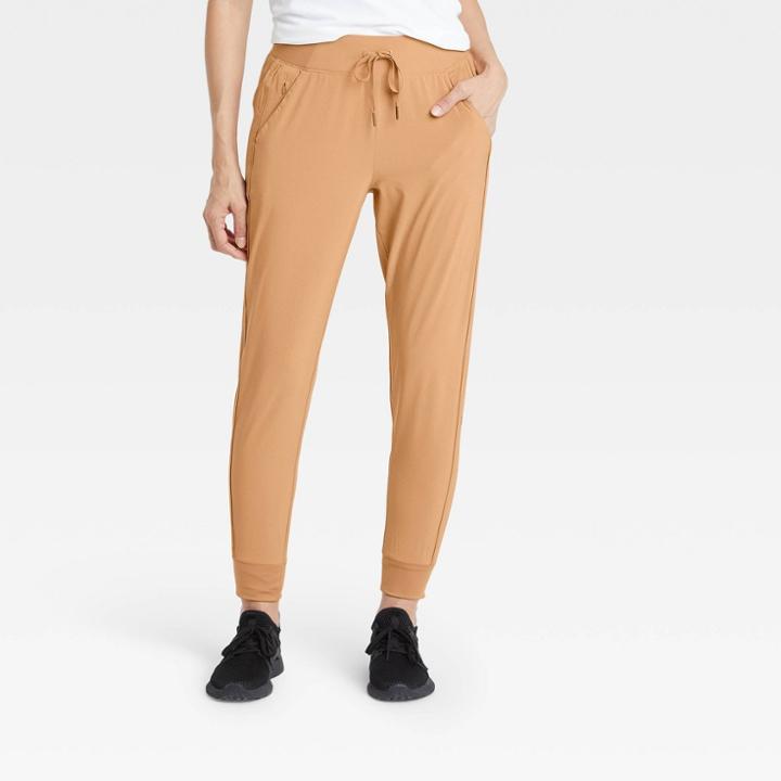 Women's Stretch Woven Lined Pants 28 - All In Motion Camel