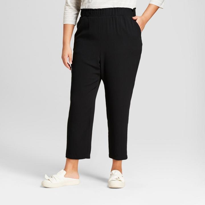 Women's Plus Size Crepe Paperbag Jogger Pants - A New Day Black X