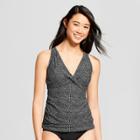 Women's Wrap Front Cup Size Tankini Top - Merona Black Print 40d, Black/white