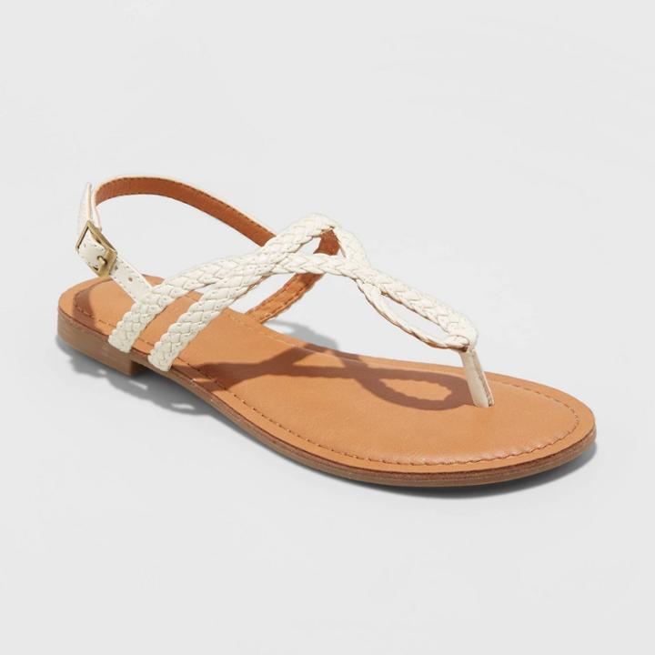 Women's Anabel Wide Width Braided Thong Ankle Strap Sandals - Universal Thread White 5w, Women's,