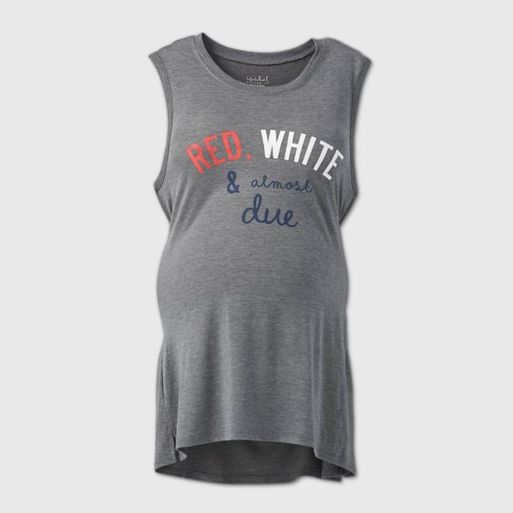 Maternity Red White & Almost Due Tank Top - Isabel Maternity By Ingrid & Isabel Gray