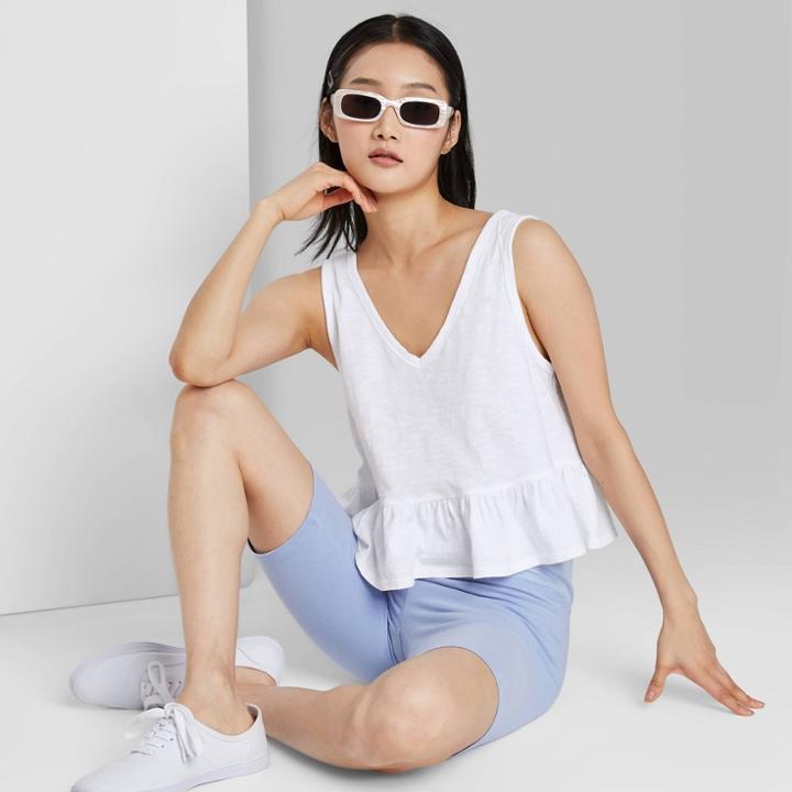 Women's Peplum V-neck Tank Top - Wild Fable White
