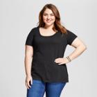 Women's Plus Size Scoop Neck T-shirt - Ava & Viv - Black