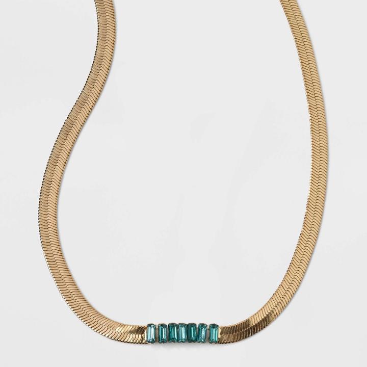 Rhinestones Chain Statement Necklace - A New Day Emerald Green