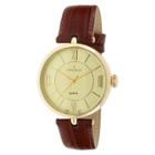 Target Peugeot Large Dial Leather Strap Watch - Gold & Brown, Women's