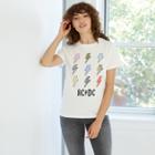 Women's Ac/dc Lightning Bolt Boyfriend Short Sleeve Graphic T-shirt - Cream