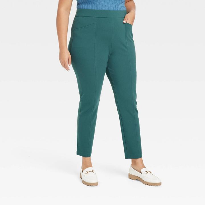 Women's Plus Size High-waisted Split Front Leggings - Ava & Viv Olive Green