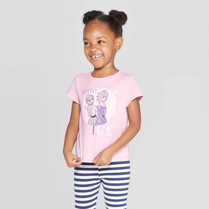 Toddler Girls' Disney Frozen Elsa And Anna T-shirt - Pink 2t, Girl's, Purple