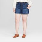 Target Women's Plus Size Roll Cuff Boyfriend Jean Shorts - Universal Thread Dark Wash