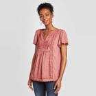 Women's Flutter Short Sleeve Blouse - Knox Rose Red