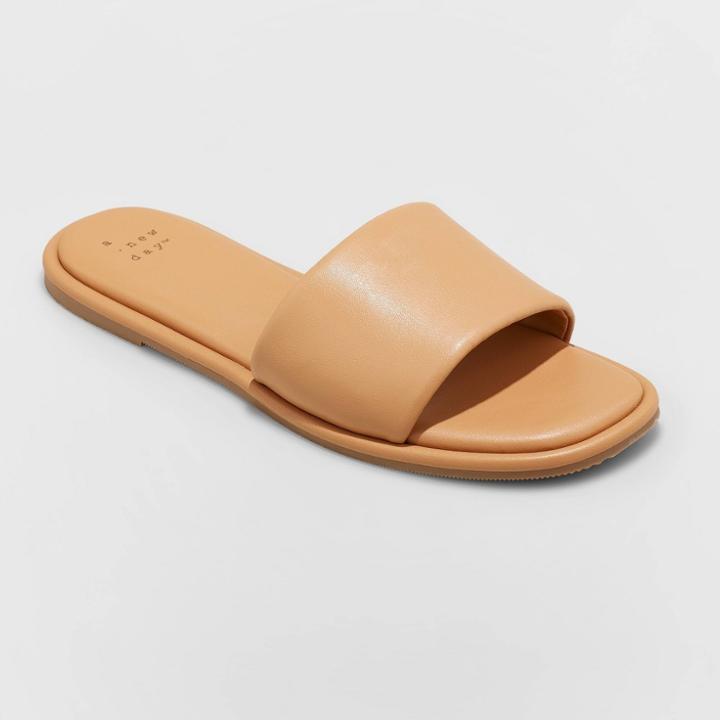 Women's Lulu Slide Sandals - A New Day Tan
