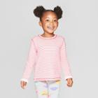 Toddler Girls' Long Sleeve Striped T-shirt - Cat & Jack Pink 12m, Girl's, Red