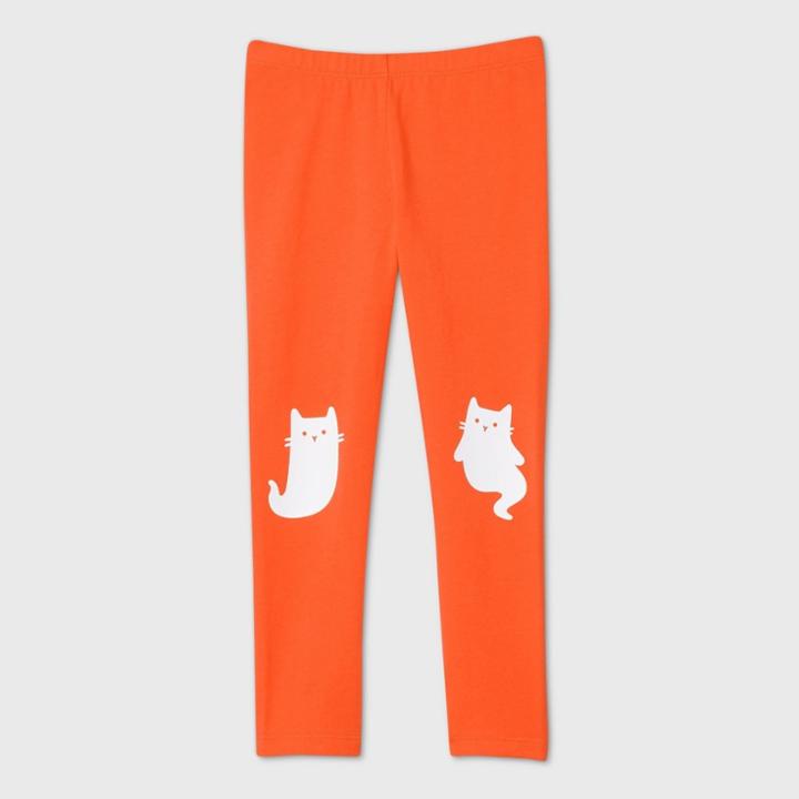Toddler Girls' Ghost Cat Knee Leggings - Cat & Jack Orange