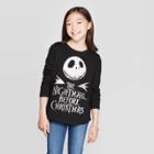Disney Girls' The Nightmare Before Christmas Jack Skellington Long Sleeve T-shirt - Black