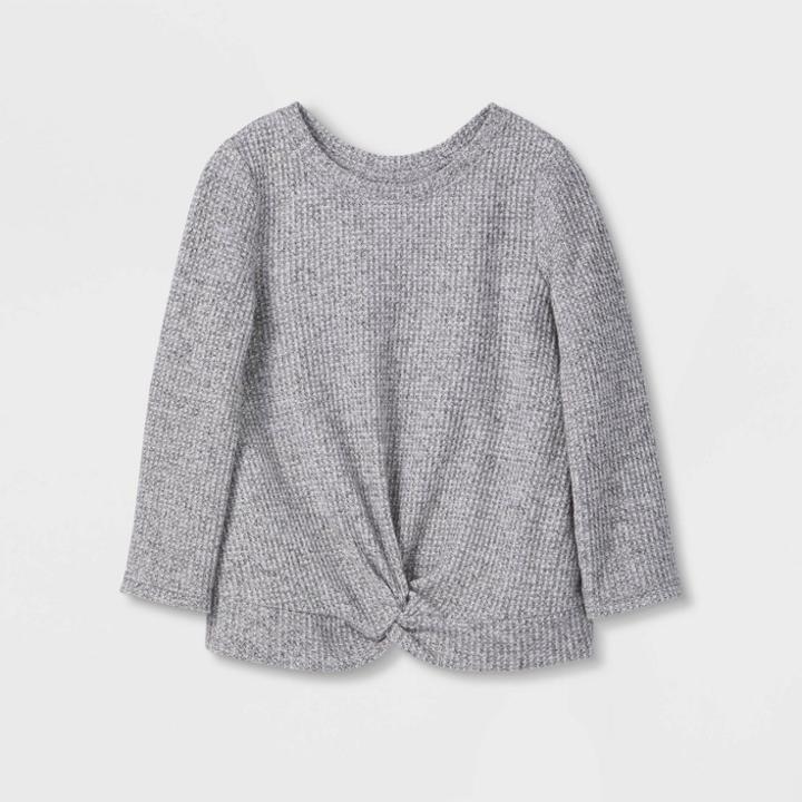 Toddler Girls' Solid Cozy Waffle Long Sleeve Top - Cat & Jack Gray