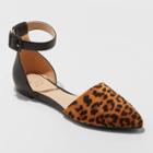 Women's Rachel Microsuede Ankle Strap Two Piece Ballet Flats - A New Day Brown