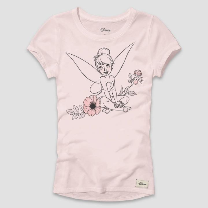 Disney Girls' Tinker Bell T-shirt - Blush Pink