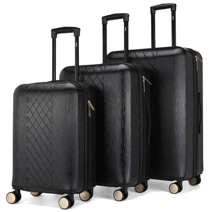 Badgley Mischka Diamond Expandable Hardside Checked 3pc Luggage