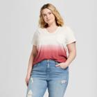 Women's Plus Size Monterey Pocket V-neck Short Sleeve T-shirt - Universal Thread Pink Dip Dye