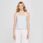 Women's Striped Button Front Tank - A New Day Blue