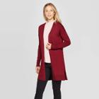 Women's Long Sleeve Open Cardigan - A New Day Burgundy (red)