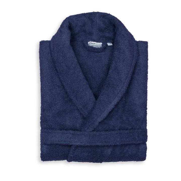 S/m Terry Cloth Bathrobe Navy Blue - Linum Home Textiles