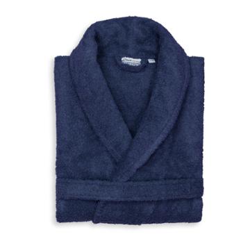 S/m Terry Cloth Bathrobe Navy Blue - Linum Home Textiles