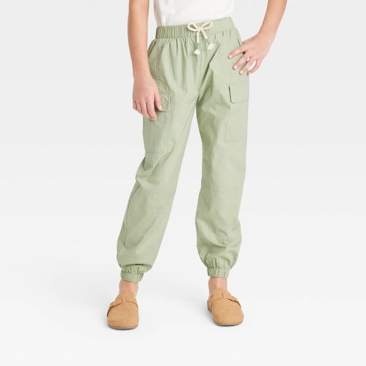 Girls' Cargo Jogger Pants - Art Class Green